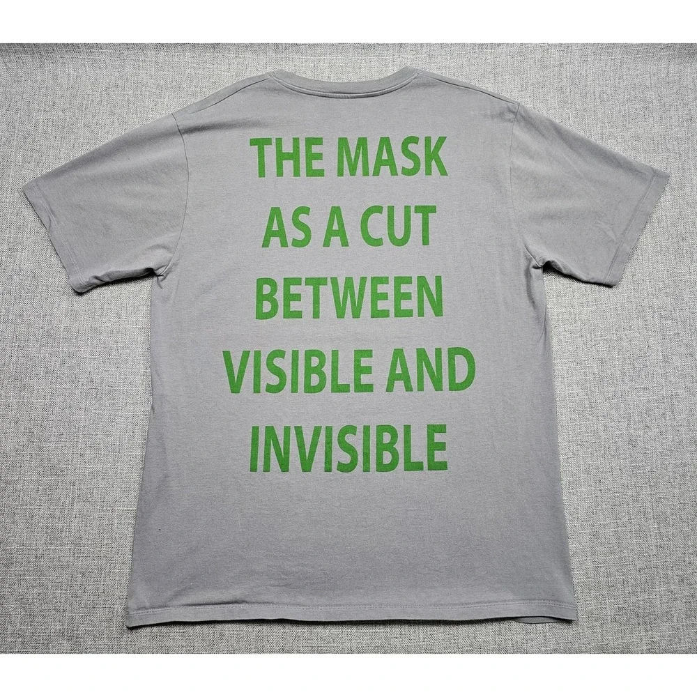 Gucci Shirt‎ Mens XL Gray Green Mask Manifesto Back Slogan Made In Italy